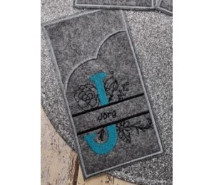 Stickdatei - Doodle Blumen Alphabet Monogram geteilt "J"